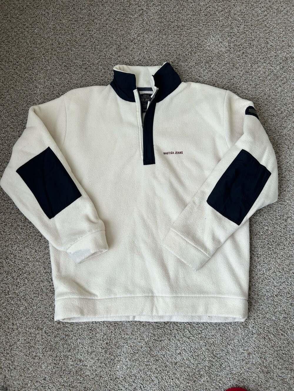 Nautica Jeans Co. White Fleece Quarter Zip Sweatshirt